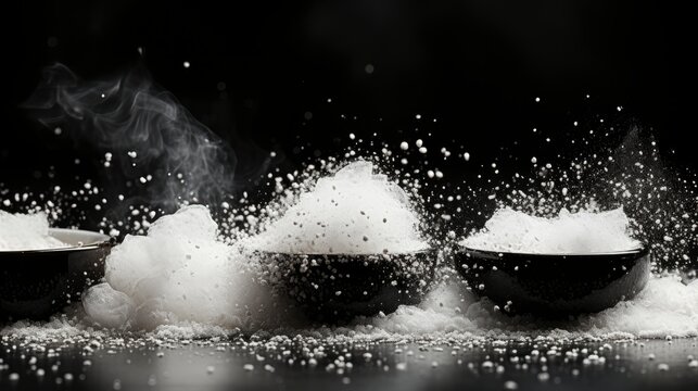 Powder Particles Snow Flying Over Black , Wallpaper Pictures, Background Hd