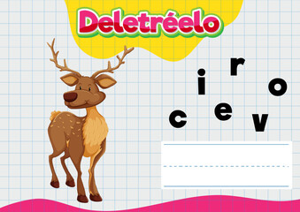 Spanish Language Spelling Worksheet for Children: Deer