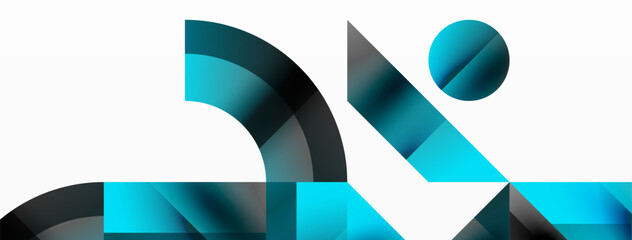 Glossy circle, square, triangle shapes minimalist geometric backdrop. Sleek, contemporary design with a touch of sophistication for digital designs, presentations, website banners, social media posts