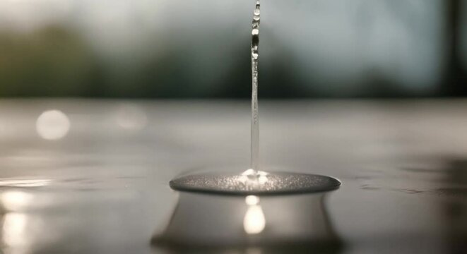 slow motion of dripping water drop filmed with macro lens. Filmed on high speed cinema camera