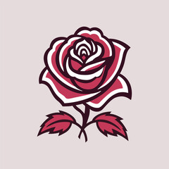 a simple rose logo vector, aesthetic rose vector no shading detail.