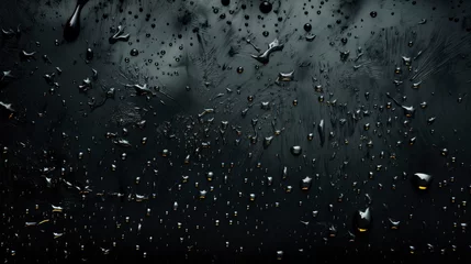 Foto op Aluminium Black Wet Background Raindrops Overlaying On , Wallpaper Pictures, Background Hd © MI coco