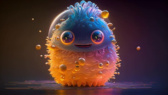 cute baby monster made liquid jelly. Created with Generative AI.	
