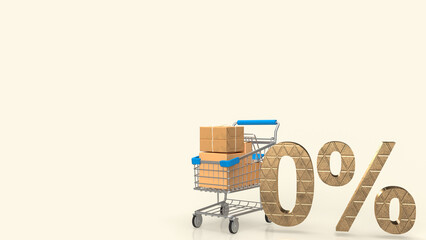 The trolley and mobile for shopping online concept 3d rendering.