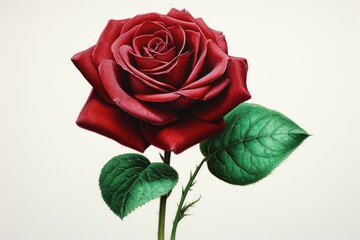 Photo-realistic rose in crimson red and emerald green