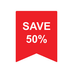 save 50% label product promotion icon vector