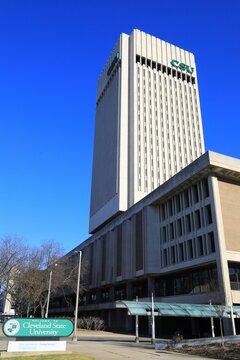 Cleveland State University building. Founded in 1964, Cleveland State University is a public research institution with an enrollment of more than 17,000 students. Cleveland, Ohio, USA &ndash; October 18