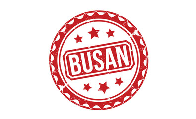 Busan Red Rubber Stamp vector design.