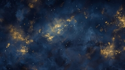 Fototapeta na wymiar Swirling Nebula in Stellar Gold and Deep Space Navy