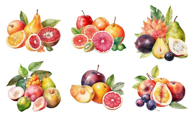 fruits watercolor illustration, generative AI