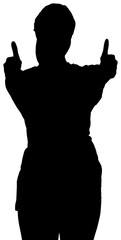 Digital png silhouette image of woman with thumbs up on transparent background