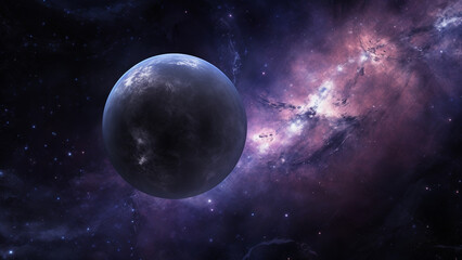 Obraz na płótnie Canvas Eclipse Black and Astral Lavender Cosmic Nebula Abstract Pattern