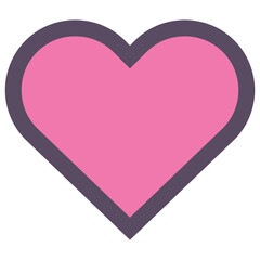 Digital png illustration of pink heart with copy space on transparent background