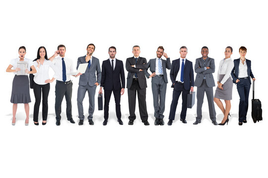 Digital png photo of group of standing businesspeople on transparent background