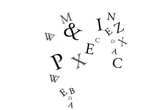 Digital png illustration of black and white letters and symbols on transparent background