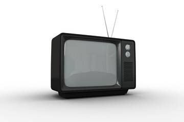 Digital png illustration of black tv set with copy space on transparent background
