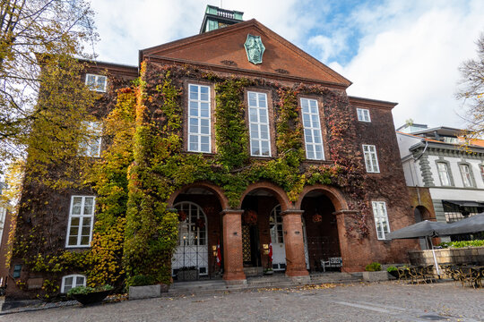 Kolding, Denmark, The  ivy facade of the Kolding Town Hall.