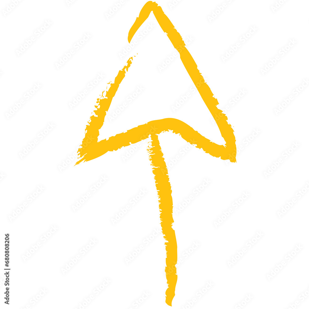 Poster Digital png illustration of yellow arrow pointing up with copy space on transparent background