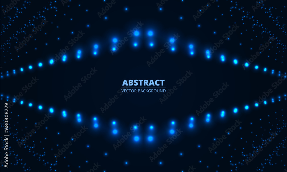 Aufkleber Digital abstract vector technology particle wave in dark blue background. Hi tech particles wire network concept. Futuristic technology science background. Vector illustration
