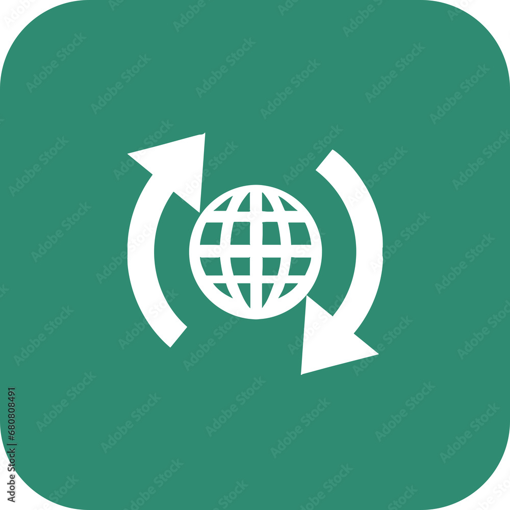 Aufkleber digital png illustration of globe and arrows on green cube with copy space on transparent background