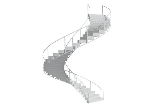 Digital png illustration of white spiral staircase on transparent background