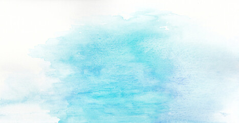 コピースペースのある冬をイメージした水色の水彩背景　背景イラスト　テクスチャ素材	