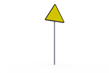 Digital png illustration of yellow triangle sign with copy space on transparent background