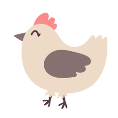 Vector Illustration of cute cartoon hen isolated on white background