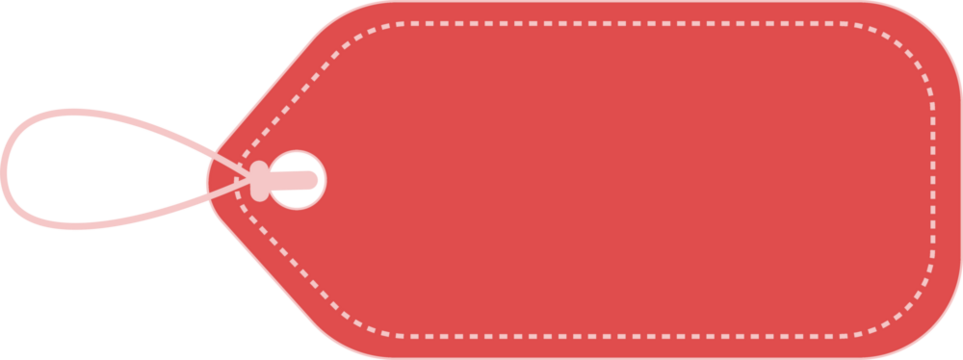 Digital png illustration of red tag with copy space on transparent background