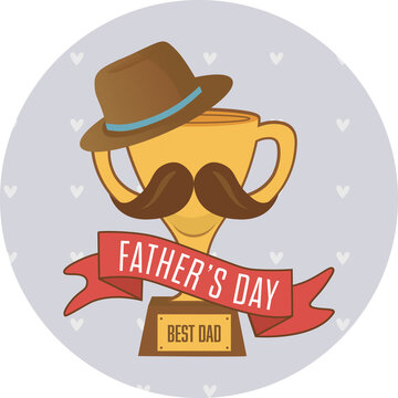 Digital png illustration of cup with moustache and father's day text on transparent background