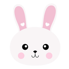 Rabbits in cartoon style, cute rabbit face vector. Vector illustration