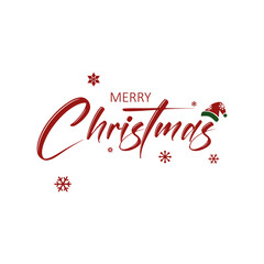 Fototapeta na wymiar Merry Christmas handwritten lettering. White text with snowflakes isolated on white background. Christmas holidays typography. Vector illustration.