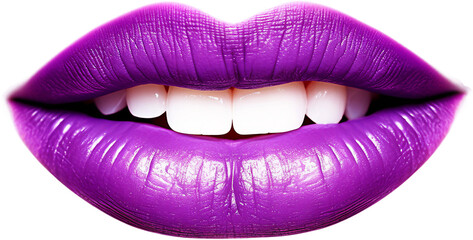 Purple Smiling Mouth Isolated on Transparent Background