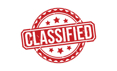 Classified Red Rubber Stamp vector design.