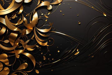 Black and Gold Abstract Background AI Image 