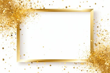 Golden Glitter Rectangle Border Isolated on Transparent Background