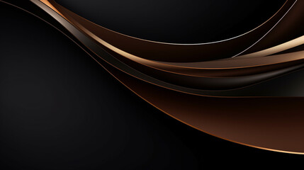 abstract black and brown luxury background with golden wavy line