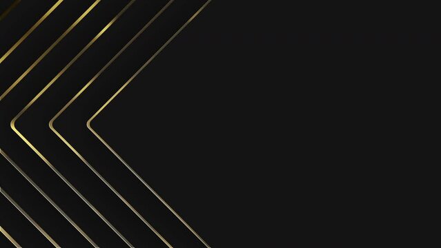 Abstract Golden Geometric Lines Animated Background. 4k Elegant Seamless Looped Golden Lines Animation on Black Background. Empty Space For Text or Copy. 