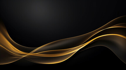 golden wave on black background luxury modern concept