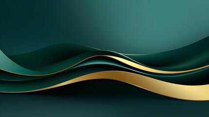 green luxury background with golden lines modern 3d render