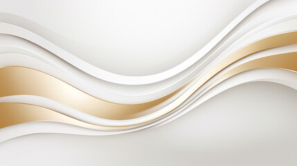 white abstract background luxury with wavy line gold 3d paper cut style