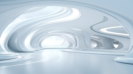 white futuristic background 3d rendering