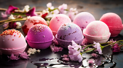 pinky bath bombs in spa composition