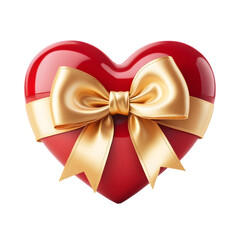 Heart-Shaped Symbol with Satin Ribbon Bow, Transparent Background, Perfect for Valentine's Day Themes and Romantic Celebrations