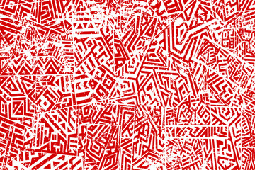 grunge ethnic pattern background (red) - obrazy, fototapety, plakaty