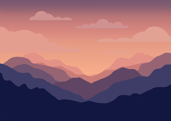 Obraz premium Beautiful purple Mountains, vector illustration for background design.