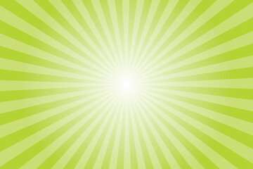 Green abstract vector background with rays. Retro style texture with green yellow rays. Abstract green sunburst pattern. vector illustration. - obrazy, fototapety, plakaty