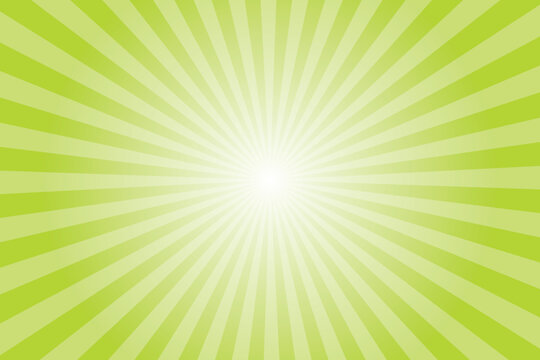 Green abstract vector background with rays. Retro style texture with green yellow rays. Abstract green sunburst pattern. vector illustration.