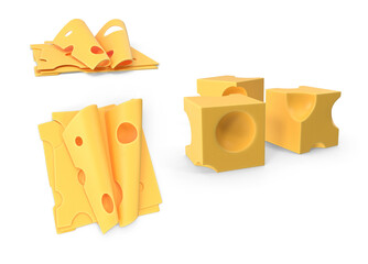 cartoon slice of cheese on transparent background