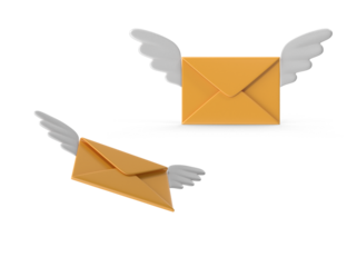 envelope with mail wings on transparent background